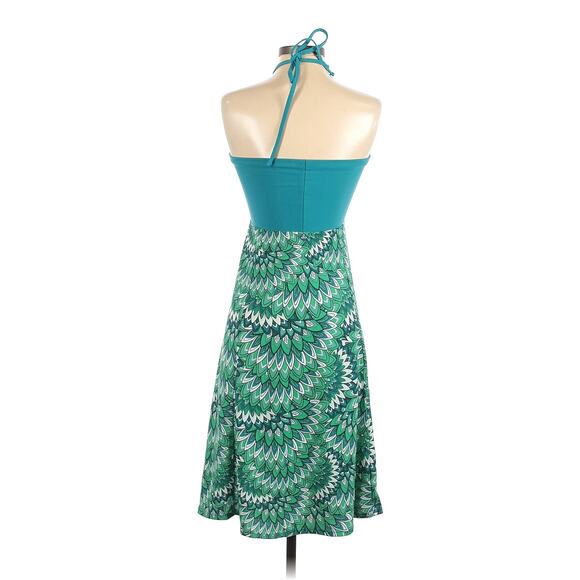 PrAna Casual Summer Dress Size Small Printed Blue Green Vacation Tropical Halter - Picture 4 of 5